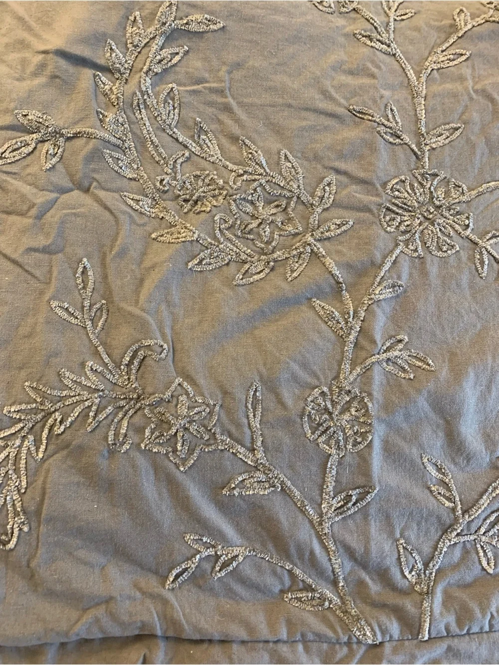 Pottery Barn Gray Embroidered Floral Throw Pillow Cover